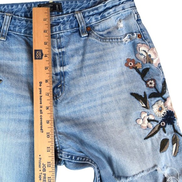 Abercrombie & Fitch Annie High Rise Girlfriend Jeans Sz 28 6s Distressed Floral - Picture 10 of 11